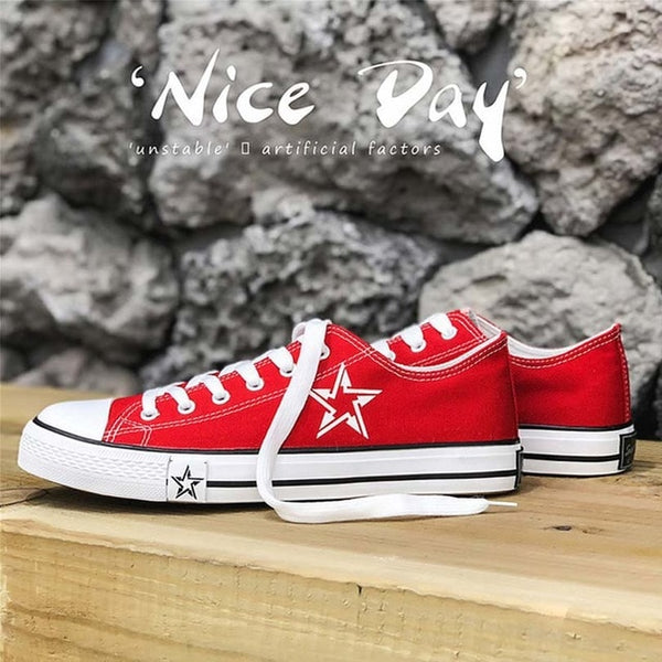 Men's Vulcanize Shoes Classic Canvas Shoes Solid Lace-up Casual White black Red Couple Sneakers Low-cut Canvas Shoes BINHIIRO