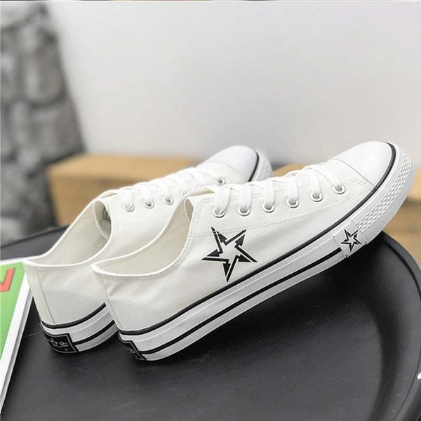 Men's Vulcanize Shoes Classic Canvas Shoes Solid Lace-up Casual White black Red Couple Sneakers Low-cut Canvas Shoes BINHIIRO